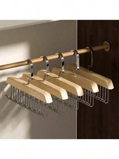 Solid Wood Eight Hooks Clothes Rack Multi-Functional Wooden Underwear Hanger Sling Scarf Clothes Hanger Vest Clothes Support