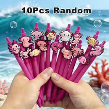 Bộ 1/5/10/15 bút bi in hình kỳ giông Axolotl màu hồng và tím, thích hợp làm quà tặng sinh nhật cho bé gái, đồ dùng văn phòng và trường học. - kỳ nhông khổng lồ - Xem 7
