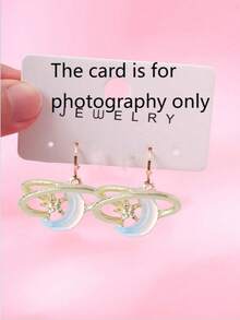 Pendientes de cobre con diseños de planeta, estrella y luna de estilo de dibujos animados, regalo para amigos - Estrellas y luna - Ver 2