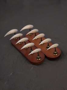 10片手工闪亮长龙爪美甲贴片，黑灰色闪粉尖头野兽美甲，原创设计，100%贴合，加厚可重复使用甲片 - 杏色 - 查看 1