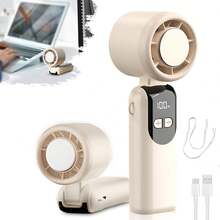 便携式手持电风扇，轻巧数码显示屏，5档风速涡轮风扇，随时随地保持凉爽 - 可手持和掛脖 - 查看 11