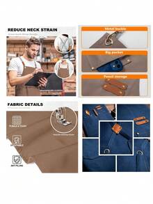 1 chiếc tạp dề đầu bếp bằng polyester có dây đeo chéo điều chỉnh được, mềm mại và thoáng khí, 4 túi, thích hợp cho nhà hàng, nhà bếp, nấu nướng, làm bánh, vẽ tranh, làm vườn và các trường hợp khác, tạp dề đeo eo unisex. - Nhiều màu - Xem 9