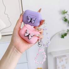 兼容卡通蝴蝶挂链蓝牙耳机保护套 - 粉色 - 查看 3