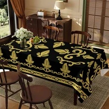 1 szt. Obrus w stylu pałacowym w stylu vintage, wzorzysty – 100% poliester, prostokątny, tkany, odpowiedni do domu, kuchni, jadalni, na przyjęcie, piknik, randkę, wesele, imprezę tematyczną, do użytku wewnątrz i na zewnątrz - Wielokolorowe - Zobacz 5