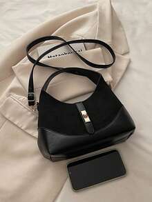 时尚休闲小众女士手提包，新款通勤时尚简约方形包 - 黑色 - 查看 10