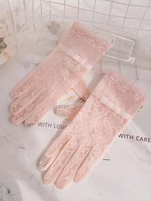 Women's Lightweight Lace Breathable Touchscreen Driving/Cycling Gloves, Cute Solid/Floral Print, Polyester Material, Summer UV Protection - Multicolor - View 16