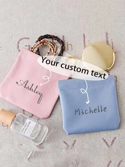 Túi đựng mỹ phẩm đa năng cá nhân hóa dành cho nữ, có khóa tự động, thích hợp cho du lịch, đựng son môi, dây cáp công nghệ và các vật dụng khác, nhỏ gọn, quà tặng Ngày của Mẹ, túi đựng đồ cưới.