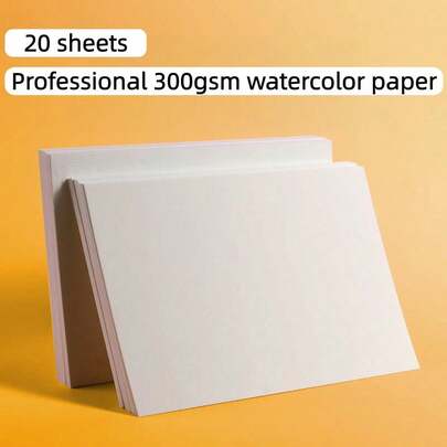 20 tờ giấy vẽ màu nước chuyên nghiệp, giấy dày 300gsm, khổ 32K, thích hợp cho vẽ màu nước, bút chì màu, màu bột và màu sáp dầu.