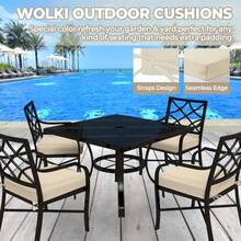 WOLKI - Juego de 4 cojines para exteriores para muebles de patio 19 x 19 x 3 pulgadas cojines de asiento impermeables de gran tamaño para jardín patio comedor color beige - Beis - Ver 4