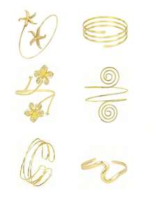 4pcs Women's Arm Cuff Bracelet Set, Minimalist Adjustable Arm Bands - A0021T-11-6PCS - View 2