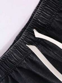 Mens Creative T-Shirt And Shorts Set American Vintage Full Print Street Wear Essential T-Shirt Set Men Graphic T-Shirt And Shorts Set With Dragon And Von Dutchs Logo Print Washed Look For Casual Outfits And Urban Style - 紫色和黑色 - 查看 4