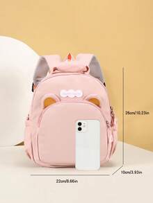 Mini Customizable Cute Fashionable Minimalist Exquisitely Designed Backpack Bow Pattern, Hand-Held, Adjustable Shoulder Straps, Zipper Closure, Nylon Material, Daily Use, Shopping, Traveling, Gift For Birthdays Or Christmas, Back To School, Initial Monogram - Multicolor - View 6