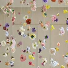 Cortina de flores artificiales estilo bohemio - Decoración floral colgante vibrante, pétalos caídos de color aleatorio, escena de cascada, adecuada para decoración primaveral al aire libre, sin batería - 20Pcs - Ver 9