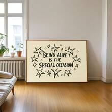 1件裝帆布牆面藝術品含框，「生活是一場慶典」帆布壁畫，手繪星光名句畫作，極簡中性米色與黑色字體藝術品，勵志感恩家居裝飾禮物，溫暖美學風格家居裝飾禮物，家居裝飾，房間美學裝飾，公寓裝飾，臥室裝飾，客廳裝飾，送給朋友的最佳禮物，喬遷禮物，母親節裝飾，父親節海報，婚禮禮物，校園海報 - 彩色 - 查看 9