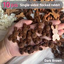 10件套大号植绒亚克力兔子组合，单面植绒亚克力材质，植绒动物珠子，DIY发夹/发带/发饰，手机壳DIY材料，复活节礼物，节日用品，理想礼品 - 彩色 - 查看 10