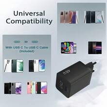 Bộ sạc Type-C 48W, hỗ trợ sạc nhanh, đầu cắm GaN nhỏ gọn, tương thích với iPhone 17/16/15 Plus/Pro Max, dòng Air, Galaxy S25 Ultra/S24, bộ chuyển đổi sạc nhanh nhỏ gọn, công suất đầu ra cao. - Phích cắm loại C của EU (220-240V) - Xem 7
