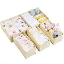 12件套抽屉收纳盒及整理盒 - 4个大号、4个中号、4个小号，可折叠无纺布抽屉分隔盒，适用于衣柜、橱柜、婴儿服装收纳 - 彩色 - 查看 11