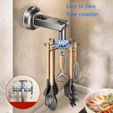 2 móc treo không cần khoan, siêu dính, thích hợp cho nhà bếp gia đình. Chất liệu: Nhựa ABS. - Bạc - Xem 5