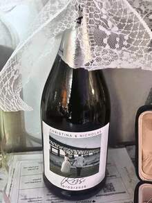 个性化照片文字葡萄酒瓶标签，定制照片葡萄酒瓶贴纸，创意派对装饰，适合作为生日、21岁生日派对、订婚、婚礼、周年纪念日和情侣礼物 - 彩色 - 查看 7