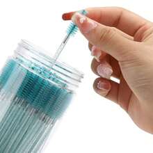 100 Pcs Disposable Mascara Wands, Crystal Eyebrow Spoolies Brush For Eyelash Extensions, Black Lash Brushes With Container,Eyebrow Brush,Eyeshadow Brush,Spoolie,Spoolie Brush,Giveaways - 粉色 - 查看 10