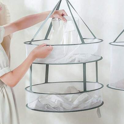 1 pieza Secadora multifuncional, Tendedero de ropa montado en la pared, Secadora de doble capa, Para colgar ropa y pantalones, Tendedero de ropa plegable, Cesta de secado, Adecuado para uso doméstico y de viaje