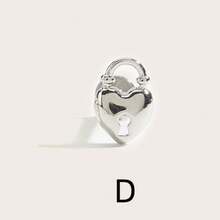 1pc Fashionable Minimalist Heart Lock Earrings, Suitable For Daily Wear - Heart - View 7