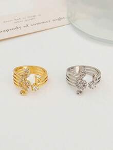 Music Note Design Cuff Ring, Adjustable Open Ring, Stackable Rings, Fashion Jewelry, Fashion Accessory For Party, Music Lover, Daily Clothing Decor,  All-Match & Exquisite Jewelry For Birthday Gift - Gold - View 5