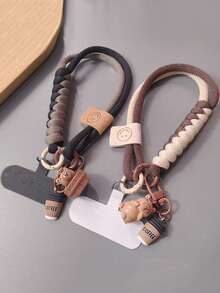 Capybara Phone Lanyard, Wrist Strap, Colorblock Braided Cord, Short Hanging Chain, Durable Outdoor Use - Multicolor - View 3