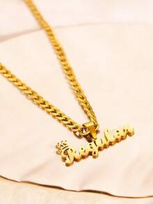 Dây chuyền mặt dây chuyền hình trái tim mờ khắc tên cá nhân, mặt dây chuyền thép không gỉ, dây chuyền chữ cái tùy chỉnh, quà tặng trang sức sinh nhật cho phụ nữ. - Dây chuyền vàng-5NK - Xem 3