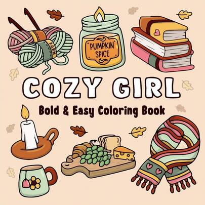 1 Cuốn sách tô màu "COZY GIRL" với hình ảnh sống động và dễ tô: 40 trang với những cảnh mùa thu ấm áp và thư giãn, giấy dày 200g, lý tưởng cho thanh thiếu niên và người lớn để giải tỏa căng thẳng và tận hưởng không gian ấm cúng, món quà hoàn hảo cho mùa cưới và Ngày của Mẹ.