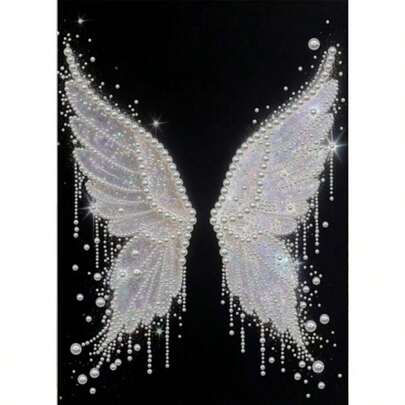 Tranh đính đá ngọc trai 2D in phẳng, 1 bức, tự làm, trang trí nghệ thuật, kích thước 11.8x15.7 inch, hình cánh thiên thần đính đá trên vải canvas, trang trí tường phòng khách, phòng ngủ, hành lang, bộ dụng cụ thêu đá xuyên viền đặc biệt kèm dụng cụ, quà tặng thủ công, tác phẩm nghệ thuật khảm DIY, thích hợp cho phòng ngủ, văn phòng, phòng khách.