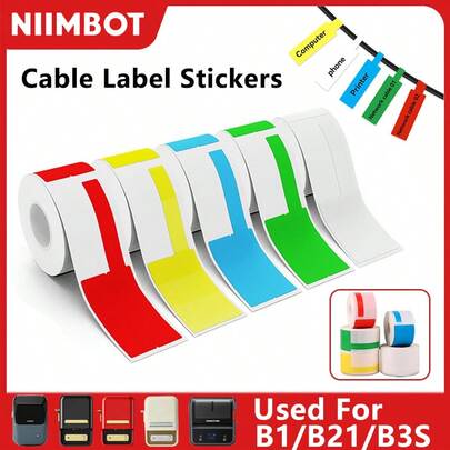  ملصقات كابل محمولة صغيرة من NIIMBOT مناسبة لأجهزة الطباعة B1/B21/B21Pro/B3S/B31، ملصقات تعريف ألياف بصرية لاصقة ذاتيًا، مقاومة للماء والزيت، ورق ملصقات بدون بقايا لاصقة