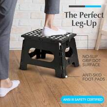 Foldable Lightweight Stool - Durable And Sturdy, Capable Of Supporting Adult Use, With A Large Enough Size - Dimensions-8 Inches - Black - View 3