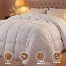 Comforter Duvet Insert Quilted Comforter with Corner Tabs Box Stitched Down Alternative Comforters Queen Size White - Blanco - Ver 5