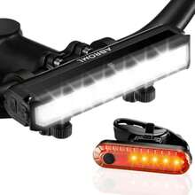 Super Bright 6 LED Bike Lights for Night Riding Rechargeable Bicycle Lights Waterproof Bike Headlight for Adults High lumens Bike Headlight and Tail Light Set for Ebike MTB Cycling Commuting - Negro - Ver 1