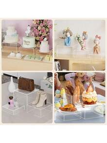 Transparent Acrylic Self-Service Buffet Lift Rack, Self-Service Buffet Table Food Display Rack, Dessert Display Box With Hollow Base, Suitable For Party Food Display, Self-Service Buffet Display - Clear - View 4