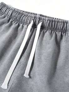 Mens Creative T-Shirt And Shorts Set American Vintage Full Print Street Wear Essential T-Shirt Set Men Graphic T-Shirt And Shorts Set With Dragon And Von Dutchs Logo Print Washed Look For Casual Outfits And Urban Style - 湖綠色和灰色 - 查看 5