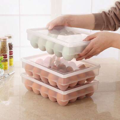 20-Slot Stackable Egg Holder Box With Independent Lids, Kitchen Food Preservation Vertical Egg Tray