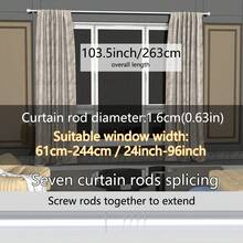1pc, 5/8 Inch Metal Curtain Rod/Roman Rod/Shower Curtain Rod. Spiral Connector Extends From 45 Inches To 147 Inches, Wall Mounted, Sturdy And Durable. Lantern Decor Curtain Rod Bracket Set, Available In White, Black, Gold, Silver. Modern Classic Style - Multicolor - View 23