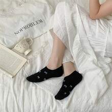 Bow Pattern No-Show Socks 5-Pack - Stretch Invisible Comfort Fit For Women, Multi-Season Wear (Black/Gray/Beige/White/Taupe) - 5pcs(mixed color) - 查看 9