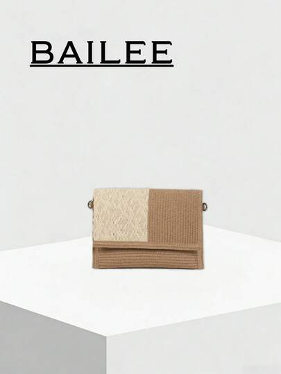 BAILEE A Casual, Summer Vacation-Themed, Color-Blocked, Woven Square-Cover Handbag With A Flip-Top Closure. It Features A Distinctive Design With Two-Sided Color-Blocking. It Can Hold A Phone, Wallet, And More. It Can Be Carried By Hand, Slung Over One Shoulder, Or Worn Cross-Body. It's Suitable For Outdoor Vacations, Beach Trips, Casual Shopping, Daily Commutes, And Outfit Combinations. It's Perfect As A Gift For Family And Friends.