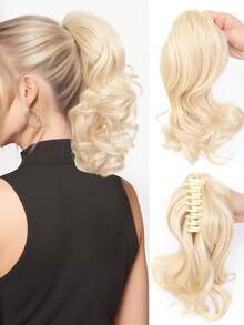 10 Inch Clip-In Short Curly Wavy Synthetic Hair Extension Ponytail, Elegant Style, Suitable For Women's Daily Wear And Party - Multicolor - View 14