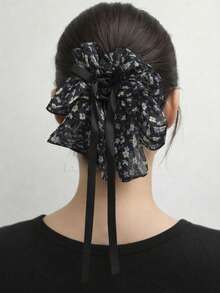 Elegant Double-Sided Bow Bubble Hair Clip, Fluffy Net Design To Add Volume, Princess Fugitive Hairstyle, Polyester(Polyester)&Acrylic Hair Clip, New Seasonal Design Claw Clips Hair Claws Hair Barrettes, School Stuff, College, Bows, Cute, Hair Accessories, Head Accessories, Hairpin - Black - View 16