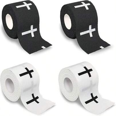 1pc White & Black Elastic Sports Tape, Professional Athletes' Choice, Suitable For Football, Basketball And Various Sports, Stabilizes Joints, Wrists And Knees