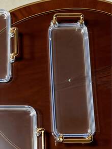 1 Modern Light Luxury Double Handle Design Tray, Wedding, Dessert, Outdoor, Multi-Functional Tray - Clear - View 5