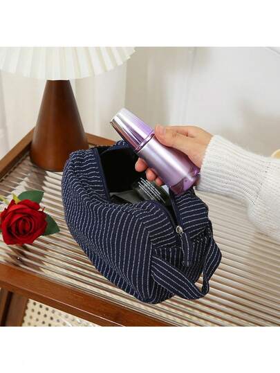 Túi xách du lịch đa năng kẻ sọc, dung tích lớn, có khóa kéo, dành cho nam và nữ, dùng để đựng đồ chăm sóc da và mang theo khi đi du lịch.