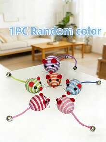 1 pieza Juguete de ratón a rayas para gatos | Material de poliéster, sin necesidad de carga ni batería, juego interactivo y recompensa de entrenamiento adecuado para gatitos y gatos - Multicolor - Ver 6