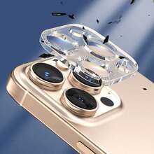 Lens Protective Film 1pc Shiny Diamond Apple 17 Pro Max Camera Lens Film All-In-One Smartphone 16 Pro Max Camera Protector 14 Pro/15 Pro Max/16/15/14 Transparent Rhinestone Lens Protective Ring Frame Tempered Glass Film Birthday Gift Party - Silver - View 2