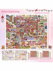 Extra Large Vintage General Store Scenery Stickers, Miniature Goods Storage Series Stickers, 3D Positioning Line DIY Decorative Collage Stickers - Rectangle - View 15