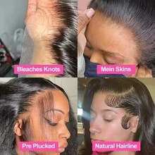 Tóc giả ngắn thẳng kiểu Bob, tóc thật, kiểu ren trước 13x4 HD, kiểu đóng 4x4, mật độ 180%, giá rẻ, màu đen tự nhiên, dài 12, 14, 16 inch. - Natural Black - Xem 5